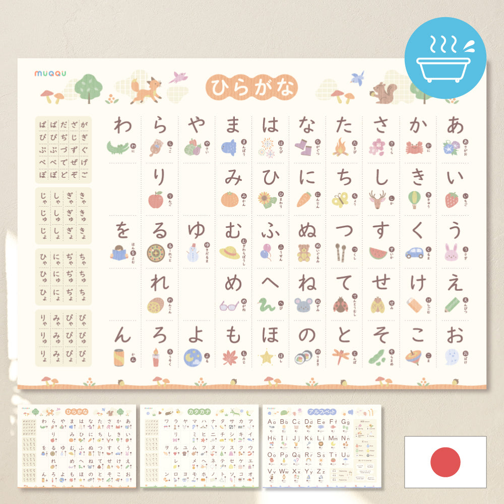 あかななほあたページ MUQQU】 まなラボ知育ポスター [ひらがな/カタカナ/アルファベット