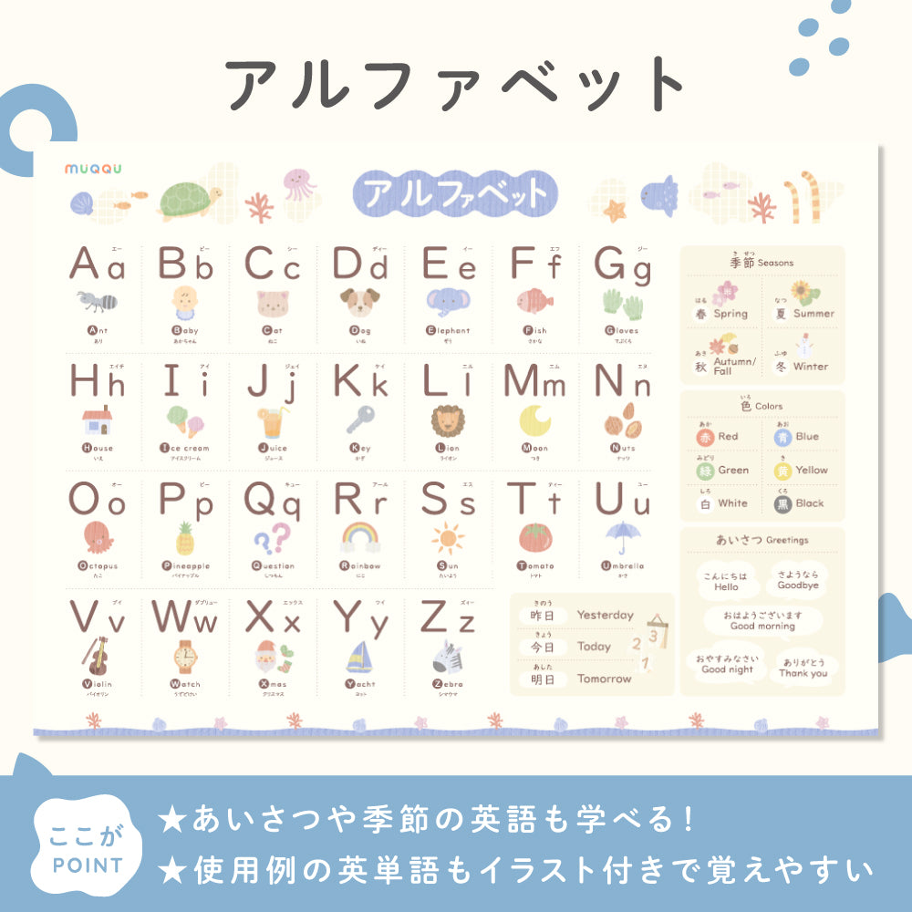 MUQQU】 まなラボ知育ポスター [ひらがな/カタカナ/アルファベット