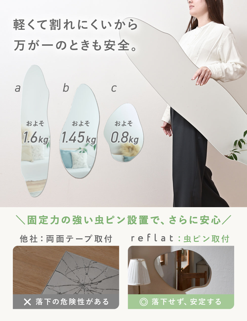 Caddrue】アクリル製アートミラーreflat [50cm/90cm/120cm] – e-kit
