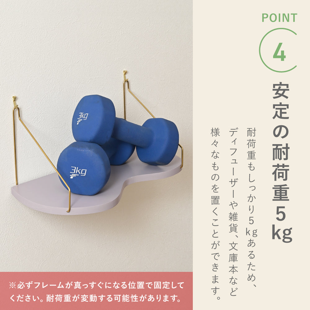 【Caddrue】 ウォールシェルフ[パウダーベージュ/パウダーモーブ]